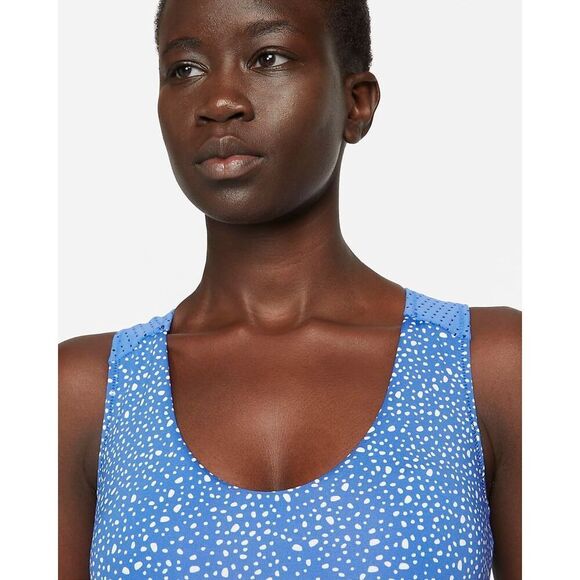 Nike Women's Size M Water Dots One Piece Swimsuit Light Blue Keyhole Back NWT - Picture 4 of 14